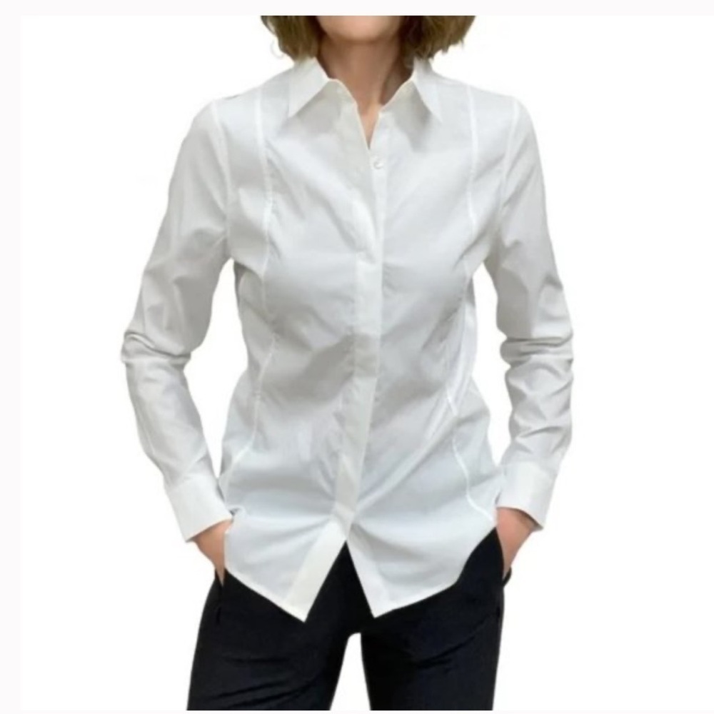 Athleta Uptown White Buttondown Shirt Sz XS #G